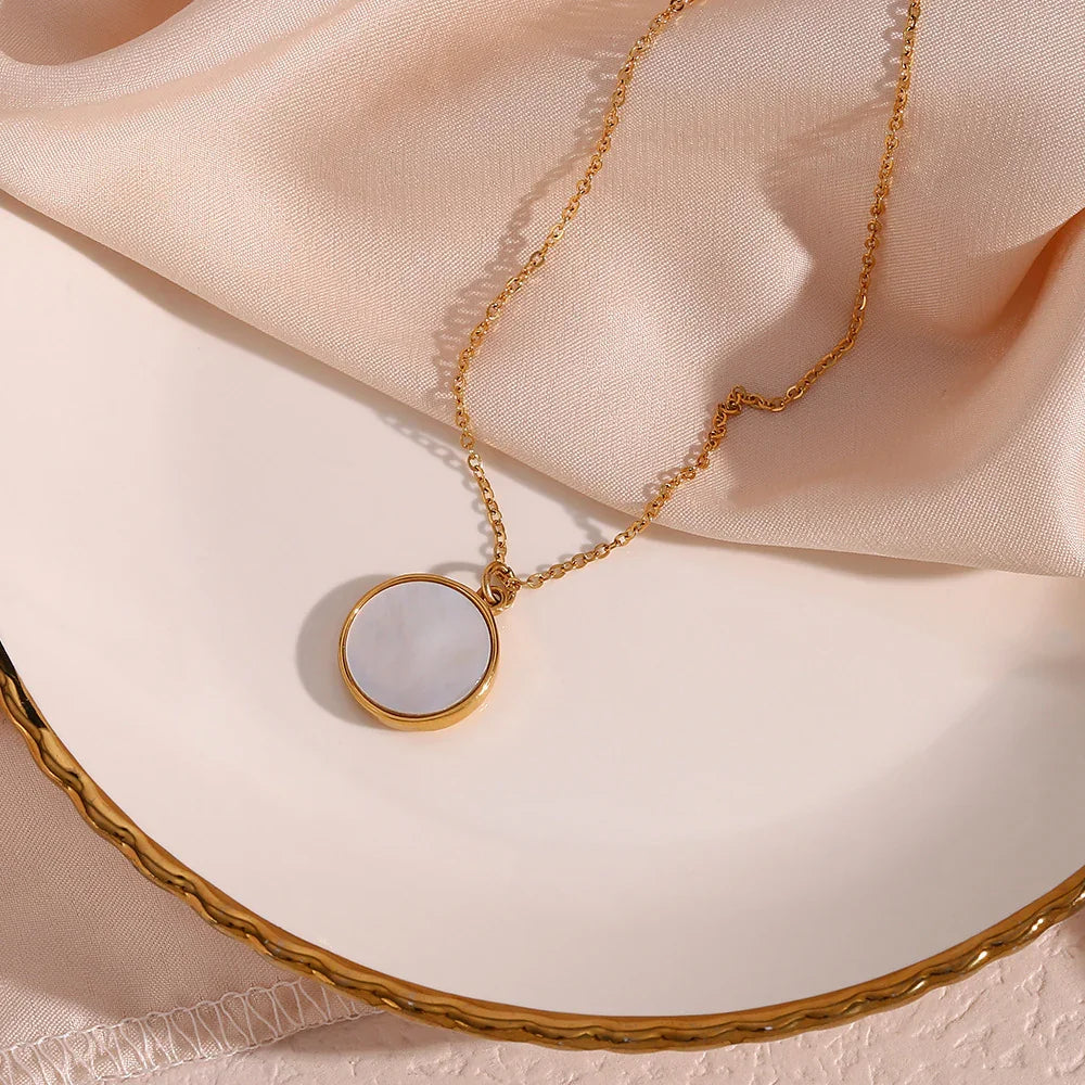 Gold-Plated CZ Lunar Pendant Necklace for Women