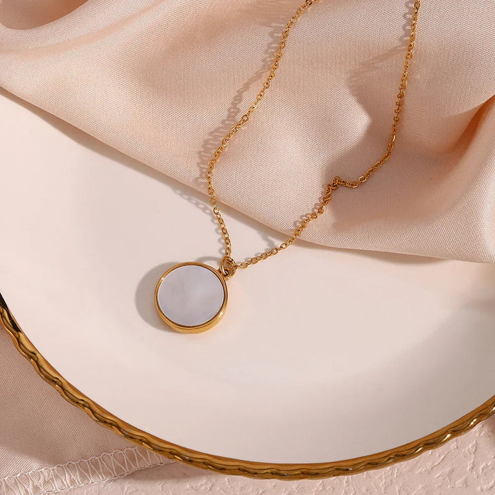 Gold-Plated CZ Lunar Pendant Necklace for Women