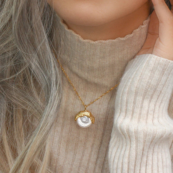 Gold-Plated Faux Pearl Necklace For Women