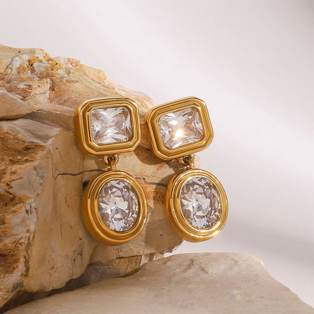 Gold-Plated CZ Drop Earrings for Women