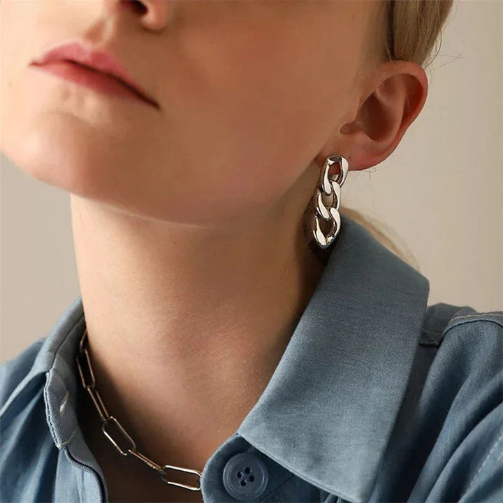 Gold-Plated Chain Drop Earrings for Women