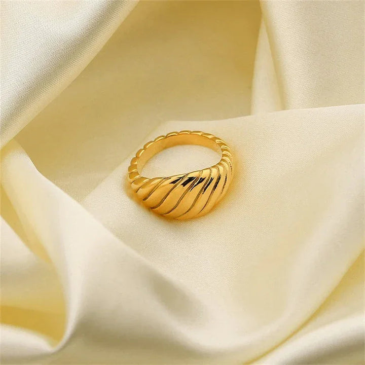 Gold-Plated Croissant Statement Ring Women