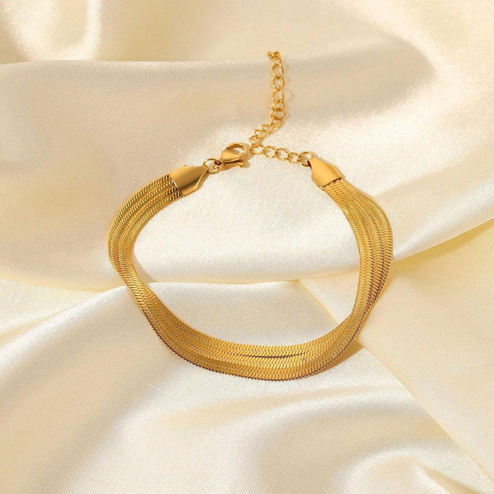 Gold-Plated Layered Herringbone Bracelet