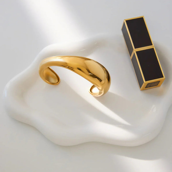Gold-Plated Sculpted Bangle for Women