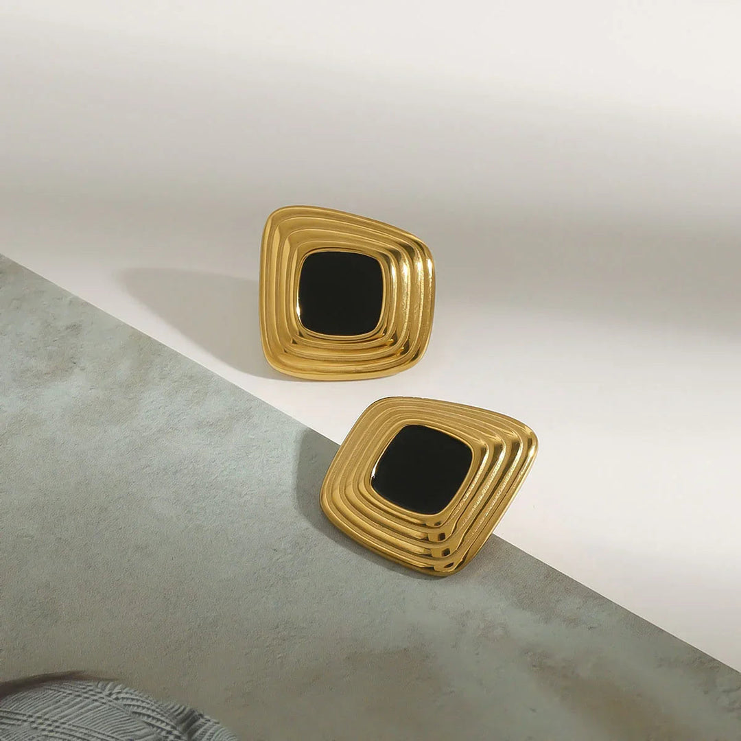 Gold-Plated Geometric Stud Earrings for Women