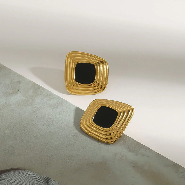 Gold-Plated Geometric Stud Earrings for Women