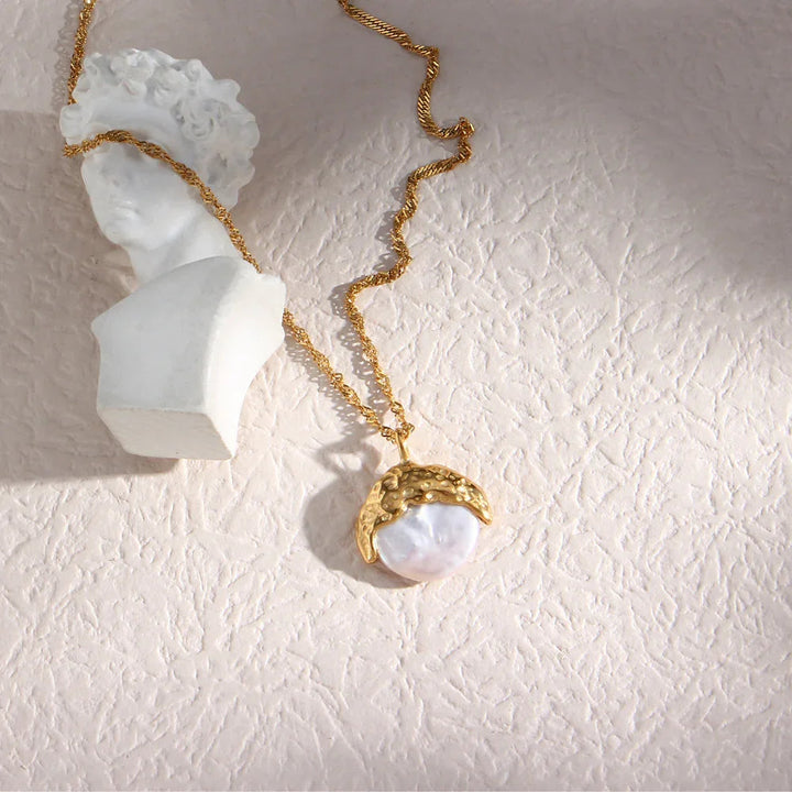 Gold-Plated Faux Pearl Necklace For Women