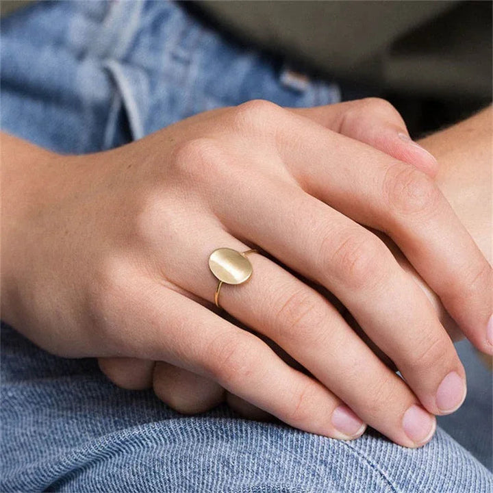 Gold-Plated Flat Oval Ring for Women