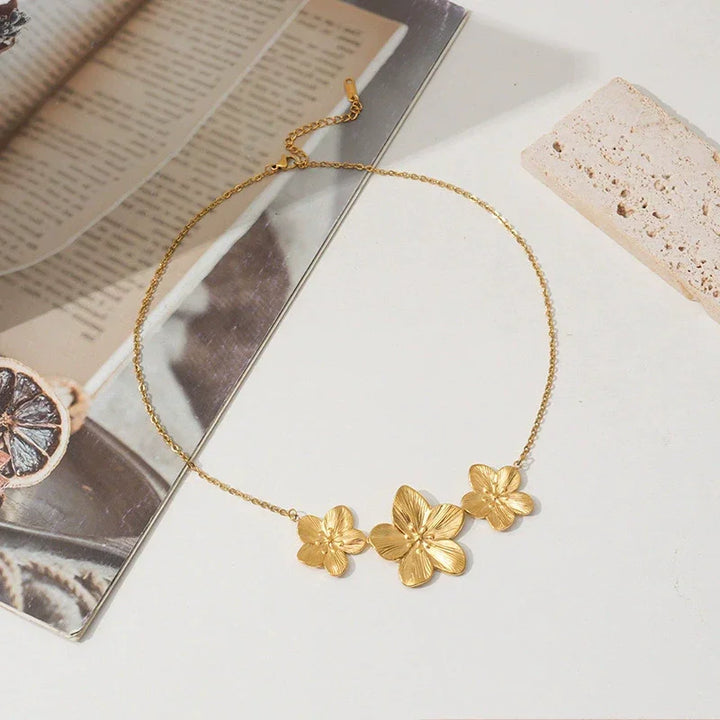Gold-Plated Floral Pendant Necklace for Women