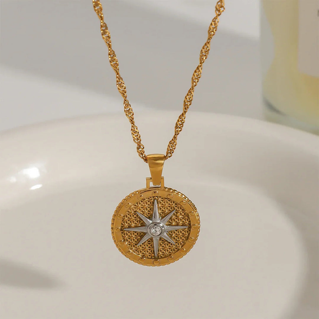 Gold-Plated CZ Star Pendant Necklace for Women