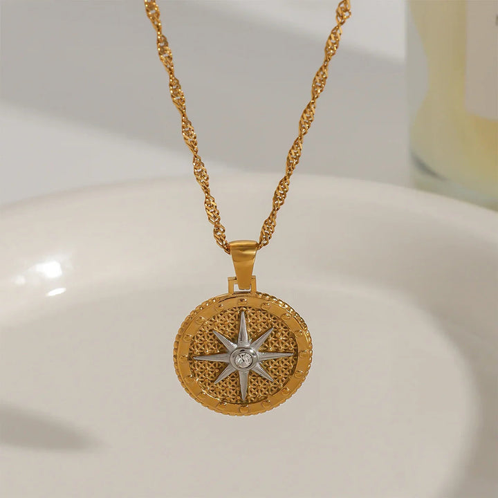 Gold-Plated CZ Star Pendant Necklace for Women
