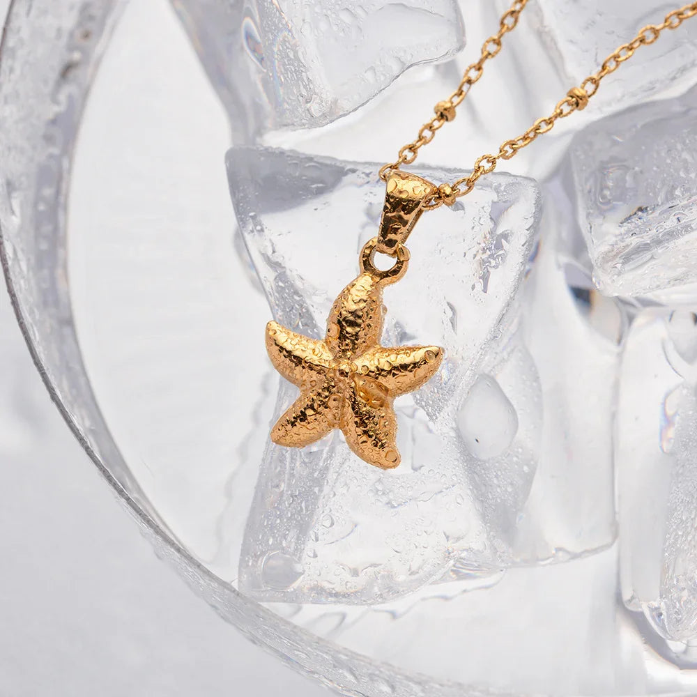Gold-Plated Starfish Pendant Necklace for Women