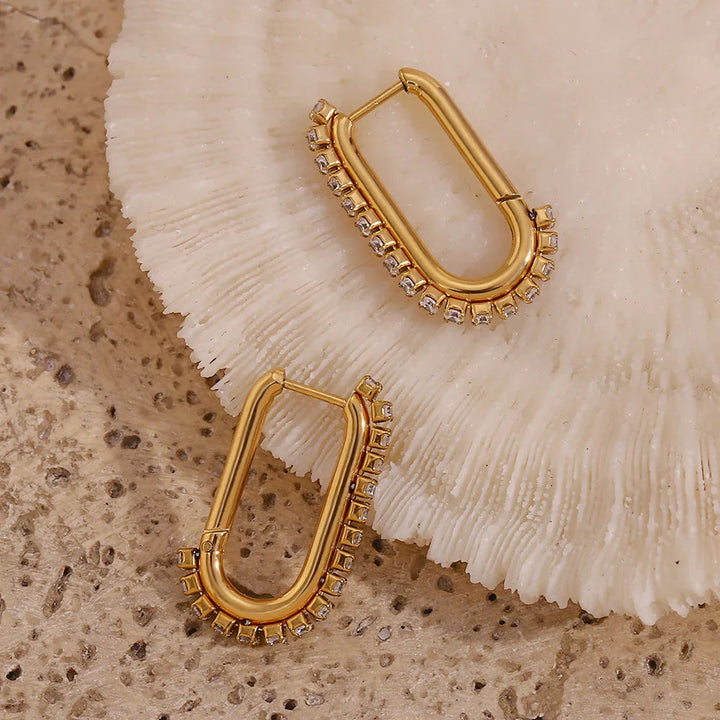 Gold-Plated Diamond Loop Earrings For Women