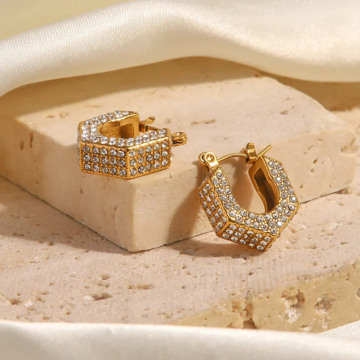 Gold-Plated Cubic Zirconia Huggie Earrings