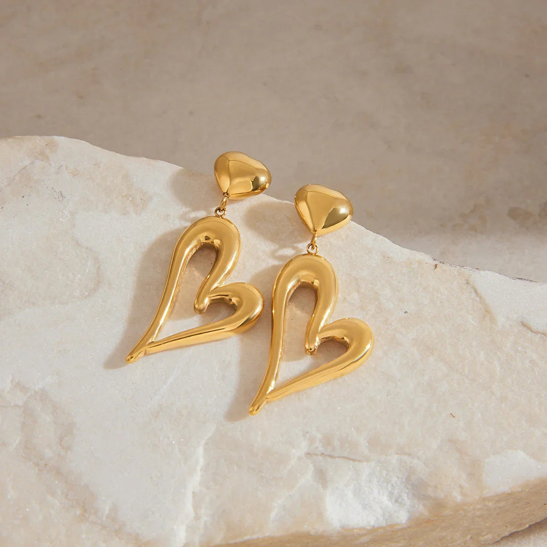 Gold-Plated Heart Drop Earrings for Women