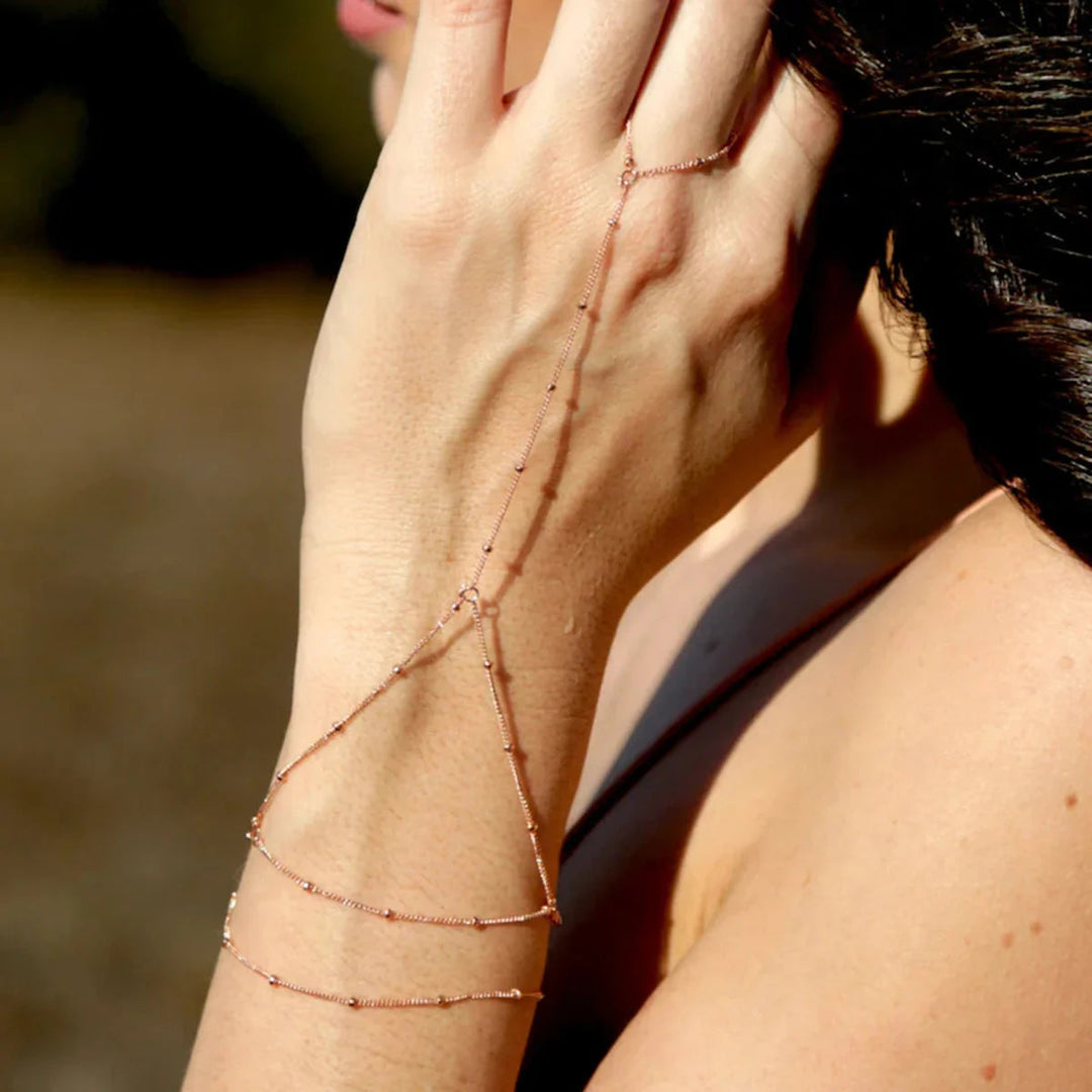 Gold-Plated Chain Bracelet with Hoop Pendant