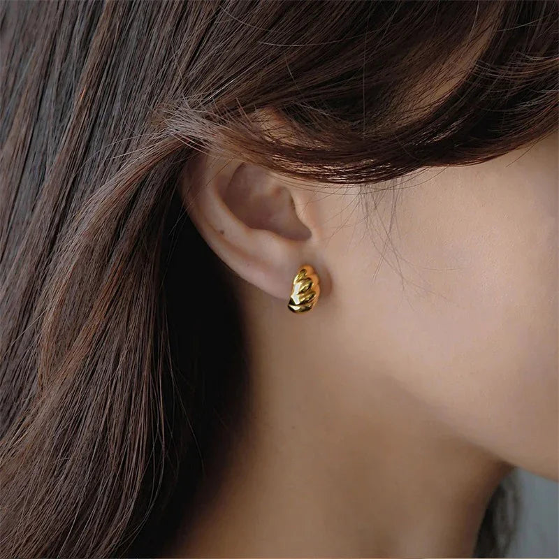 Gold-Plated Croissant Huggie Earrings for Women