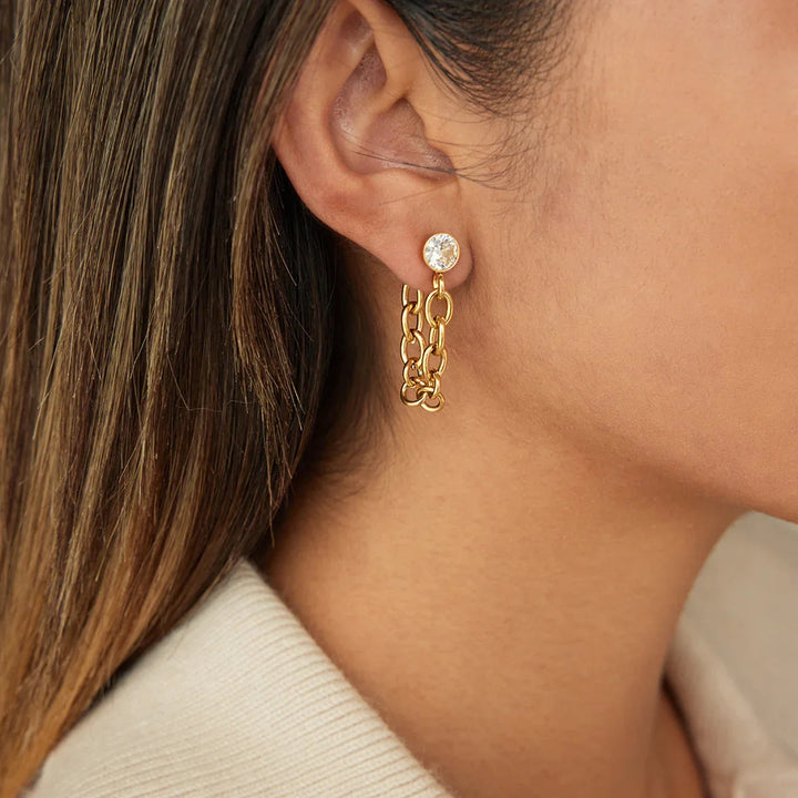 Gold-Plated Cubic Zirconia Drop Earrings Set for Women