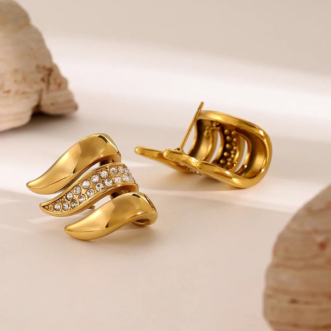 Gold-Plated Wing Design Earrings