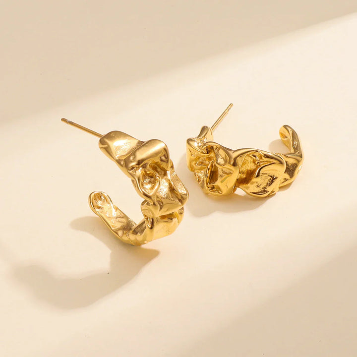 Gold-Plated Textured Huggie Earrings for Women