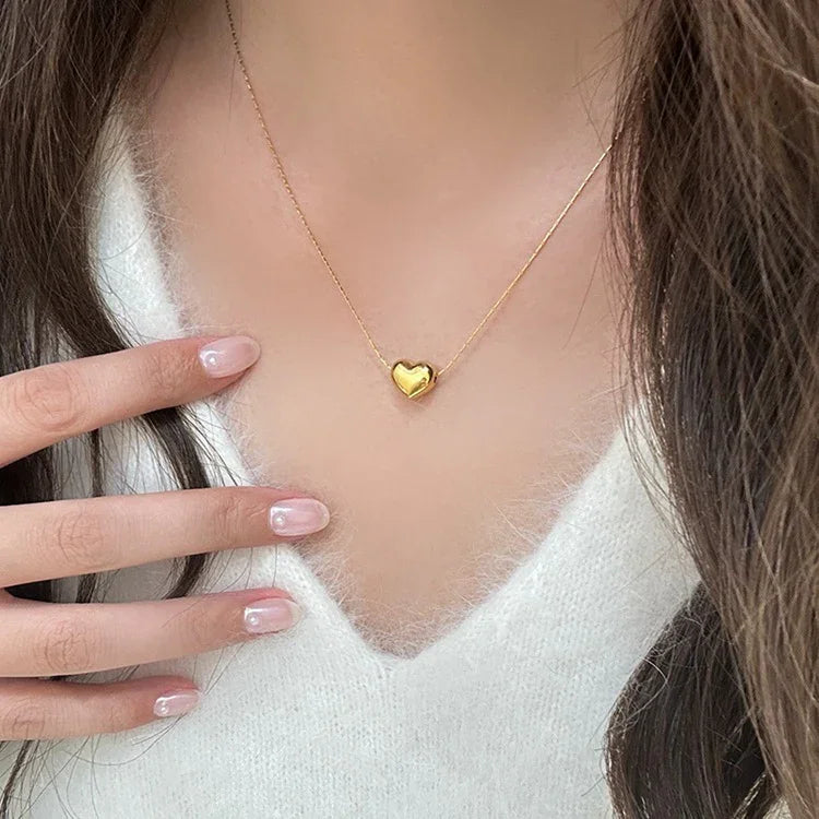 Gold-Plated Heart Pendant Necklace