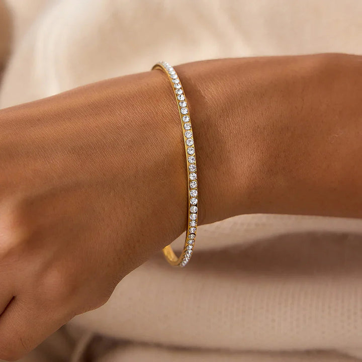 Gold-Plated CZ Bangle for Women