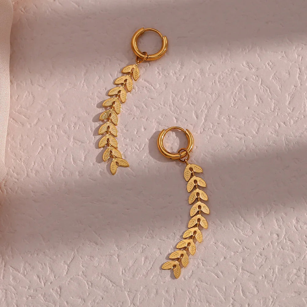 Gold-Plated Fishtail Drop Earrings For Women
