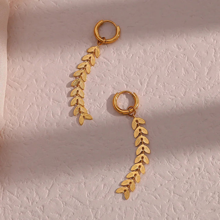 Gold-Plated Fishtail Drop Earrings For Women