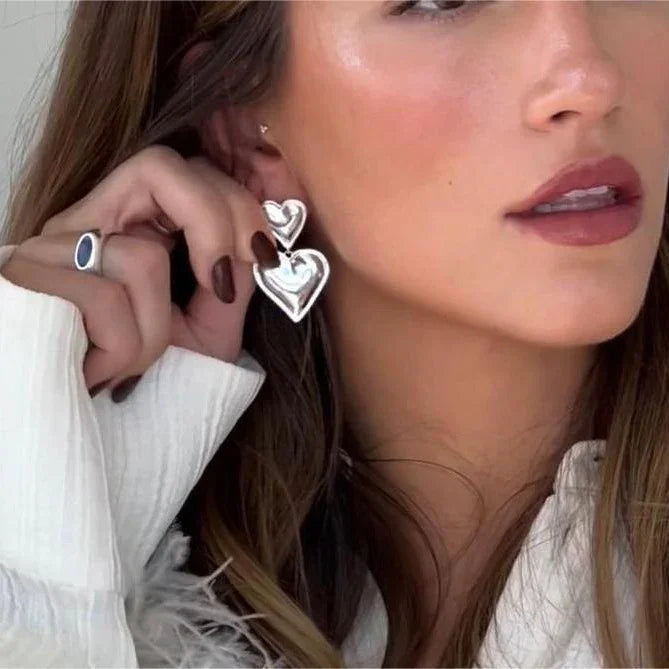 Gold-Plated Heart Earrings