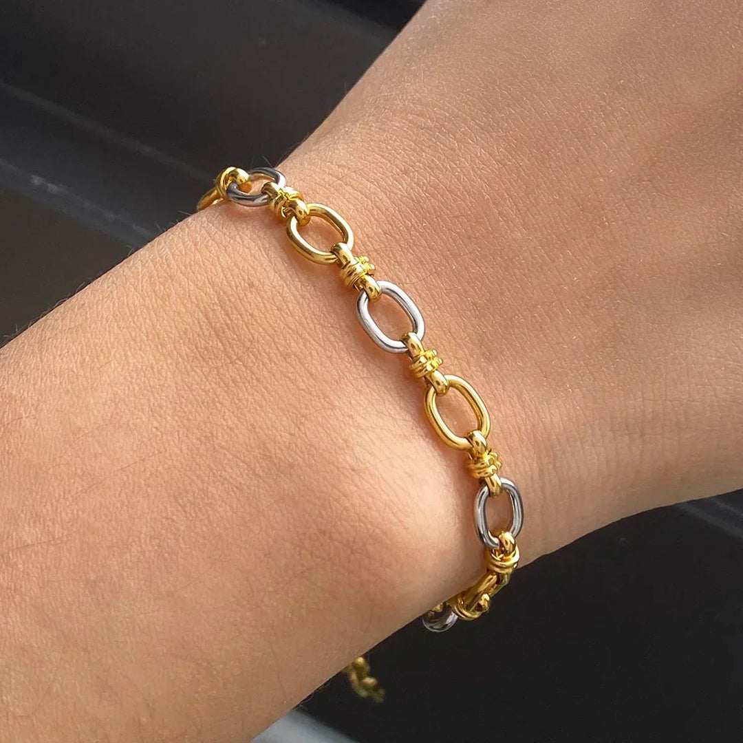 Gold-Plated Silver-Tone Chain Bracelet for Women