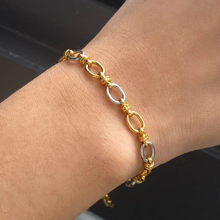 Gold-Plated Silver-Tone Chain Bracelet for Women