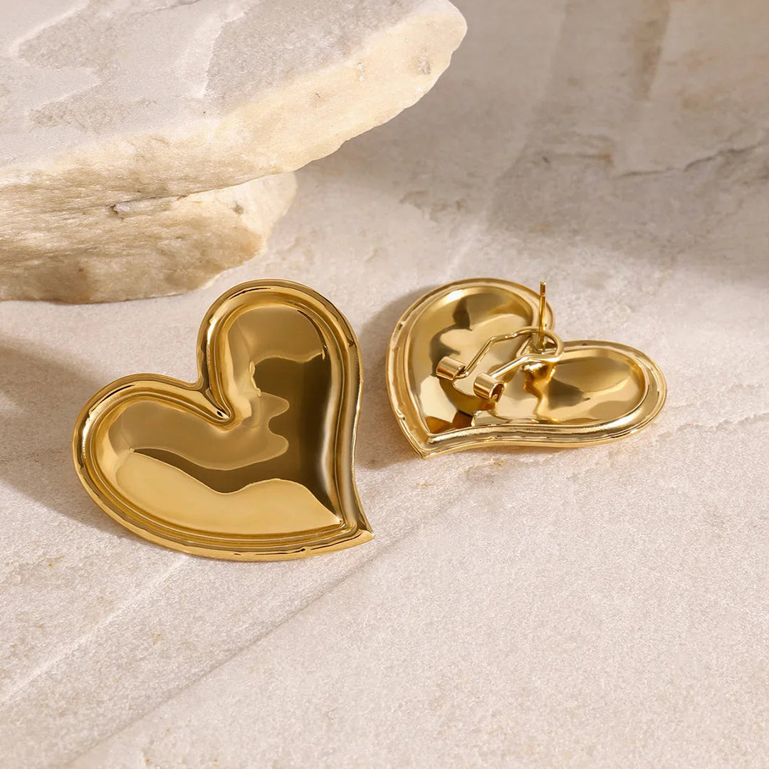 Gold-Plated Heart Drop Earrings for Women