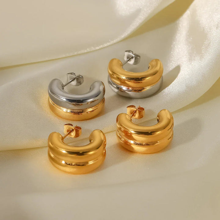 Gold-Plated Chunky Hoop Earrings