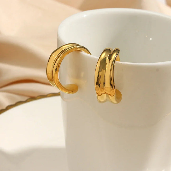 Gold-Plated Wave Earrings For Women