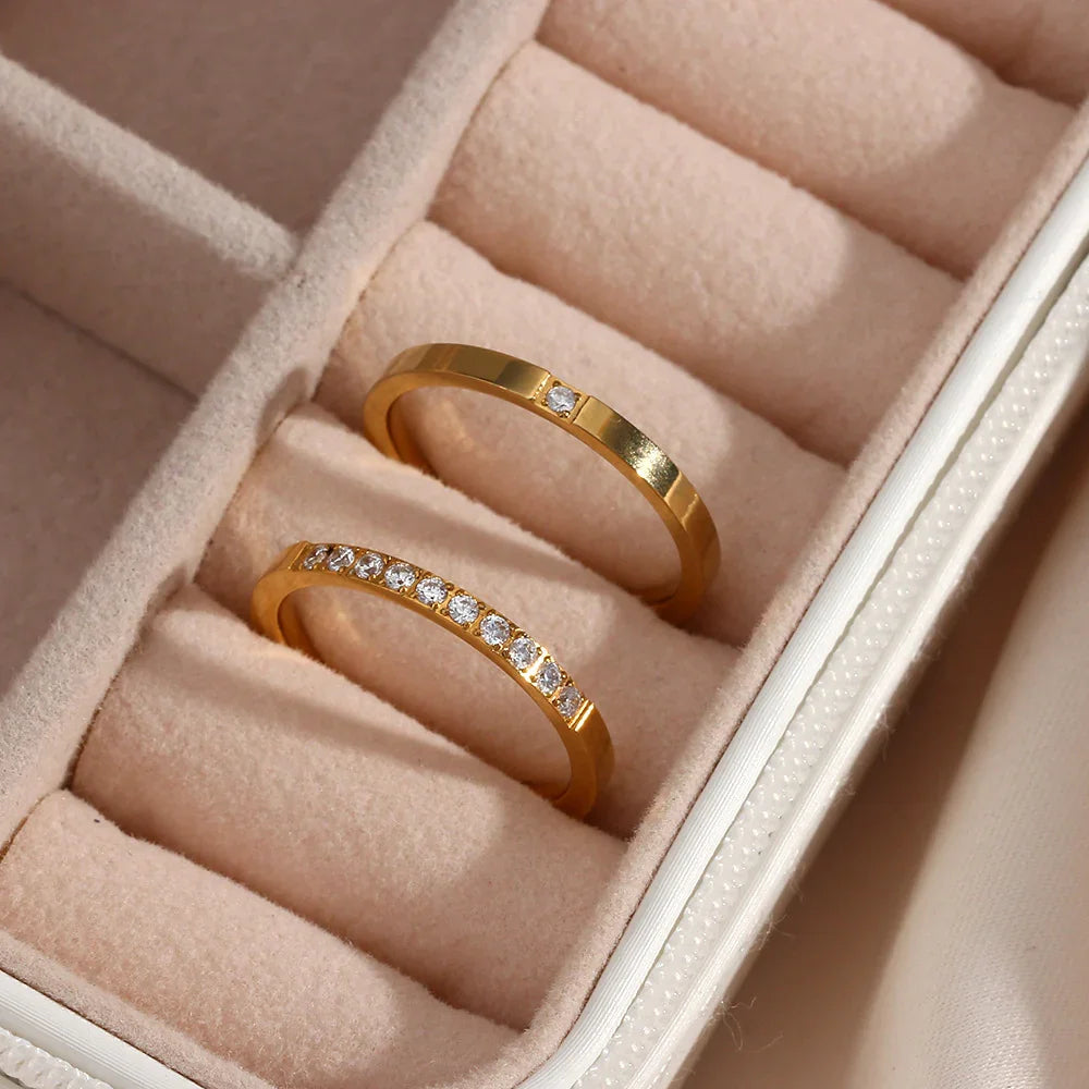 Gold-Plated CZ Minimalist Ring For Women