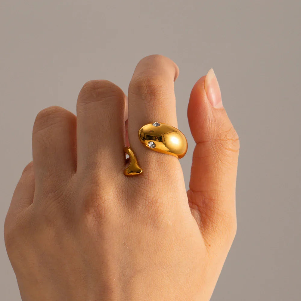 Gold-Plated Serpent Ring with Diamond Simulant
