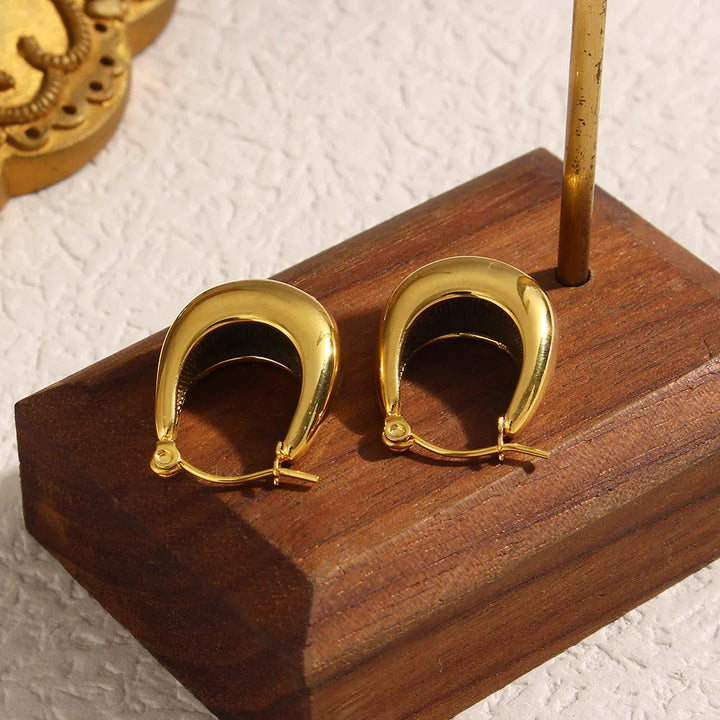 Gold-Plated Smooth Hoop Earrings for Women