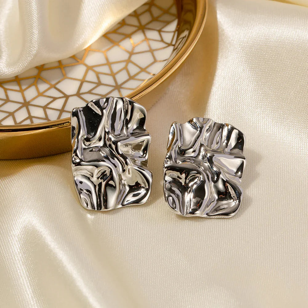 Gold-Plated Statement Earrings with Stainless Steel