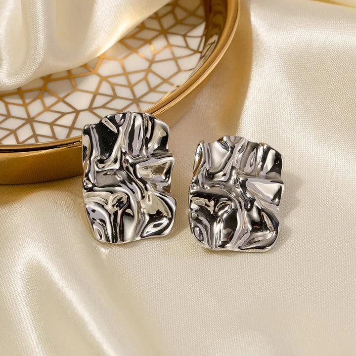 Gold-Plated Statement Earrings with Stainless Steel