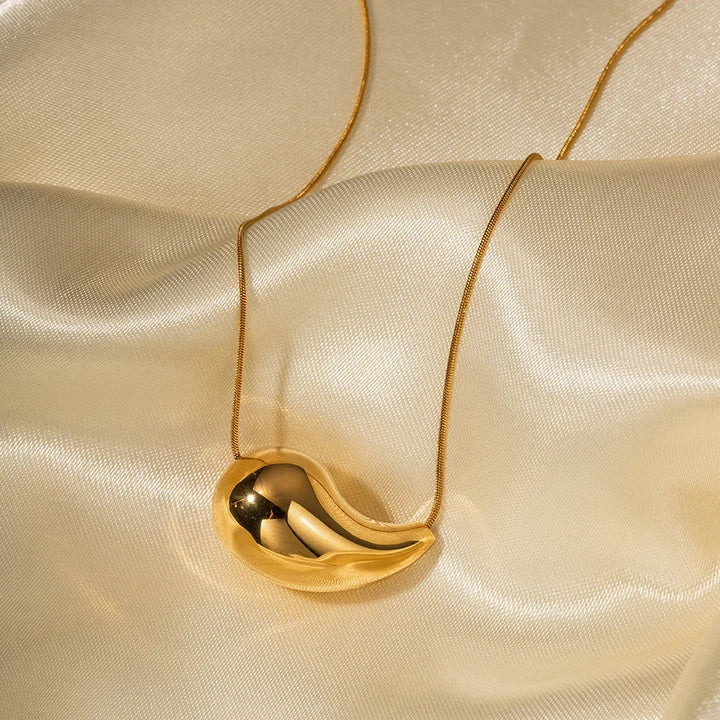 Gold-Plated Teardrop Necklace with Stainless Steel