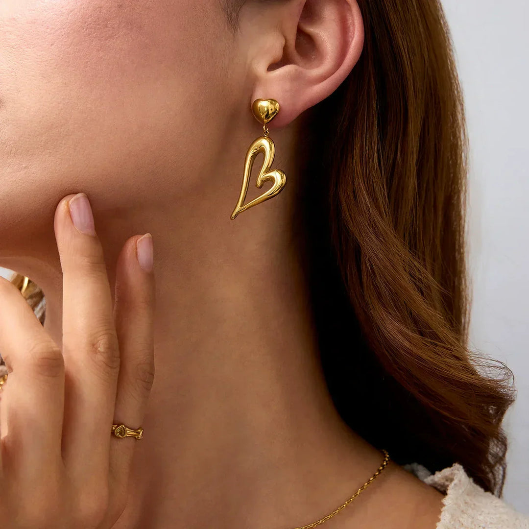 Gold-Plated Heart Drop Earrings for Women
