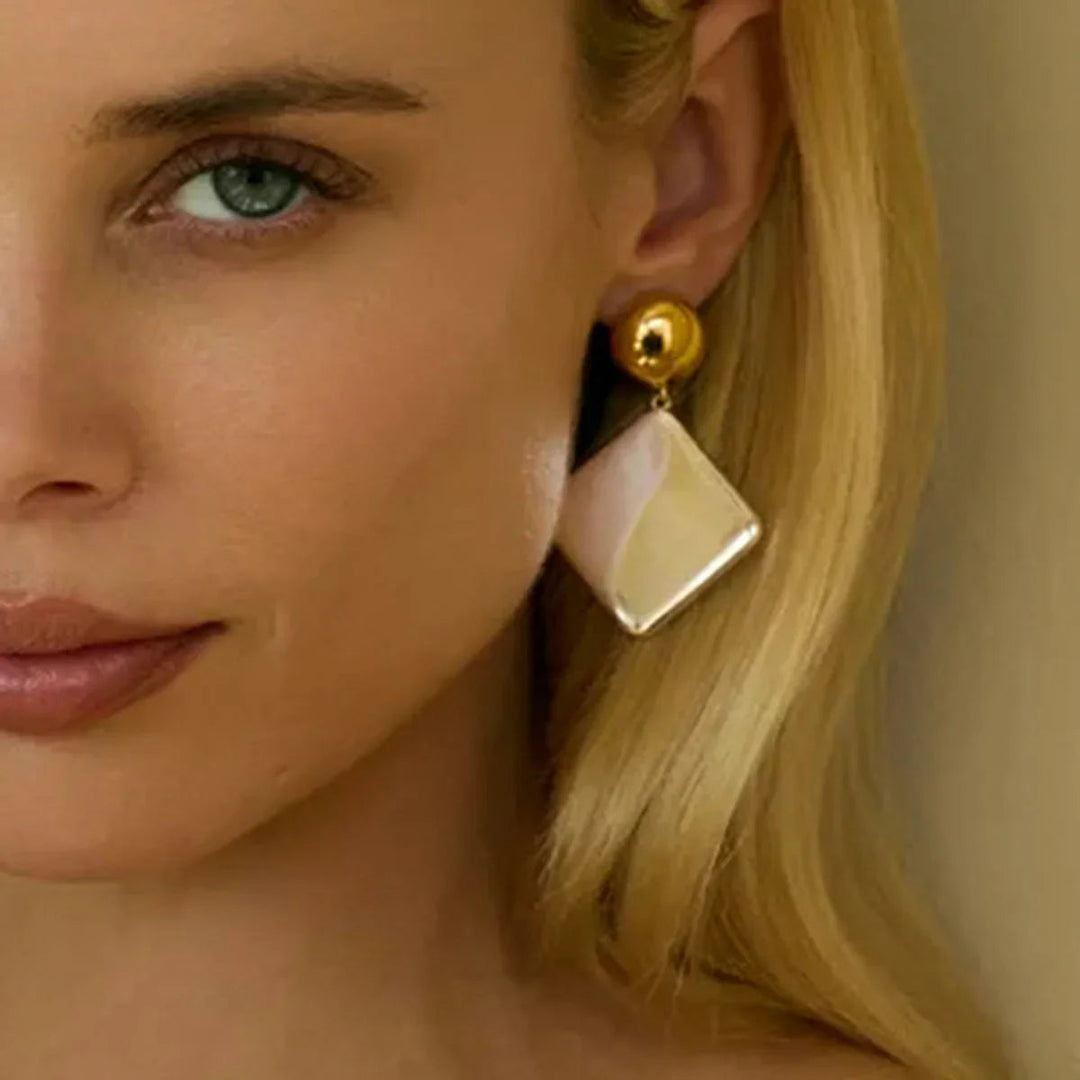 Gold Plated Geometric Drop Earrings for Women
