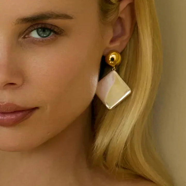 Gold Plated Geometric Drop Earrings for Women
