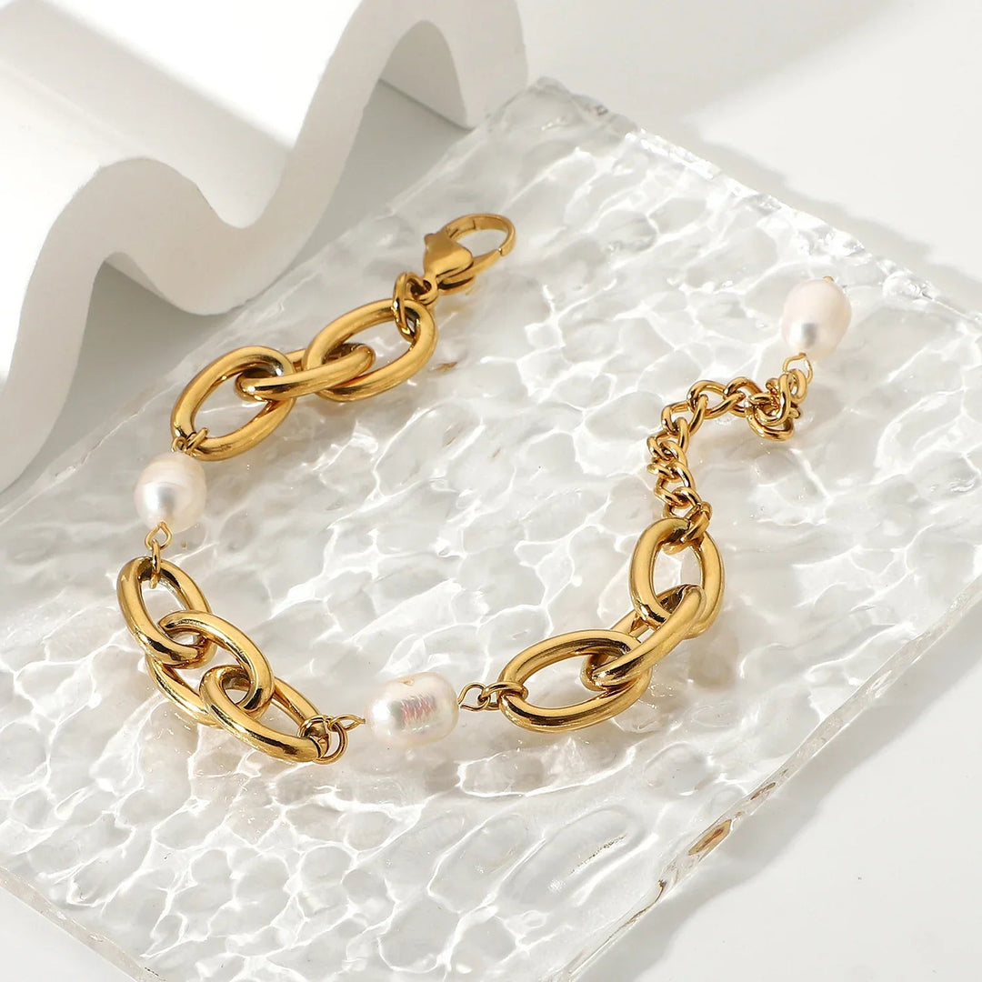 Gold-Plated Freshwater Pearl Bracelet