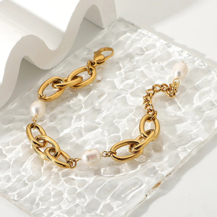 Gold-Plated Freshwater Pearl Bracelet