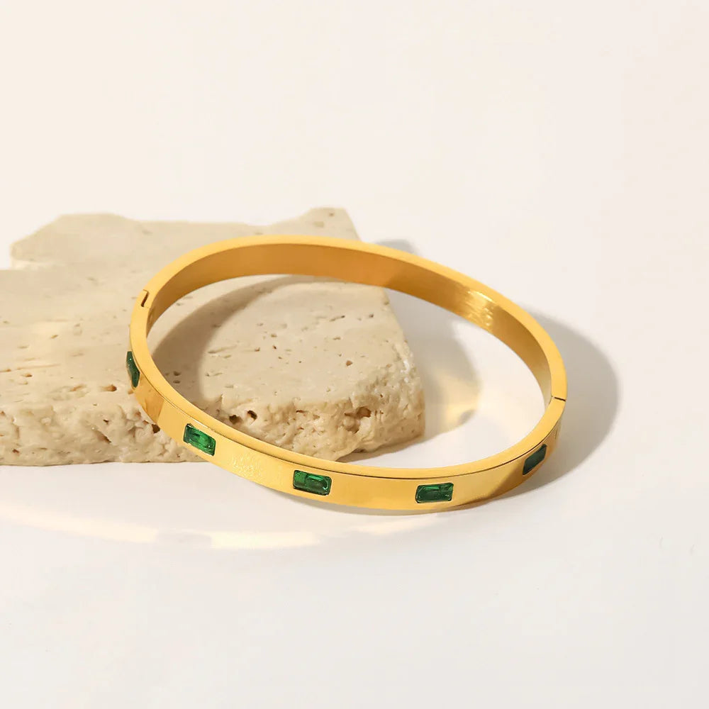 Gold-Plated Bangle with AAAAA Diamond Bracelete