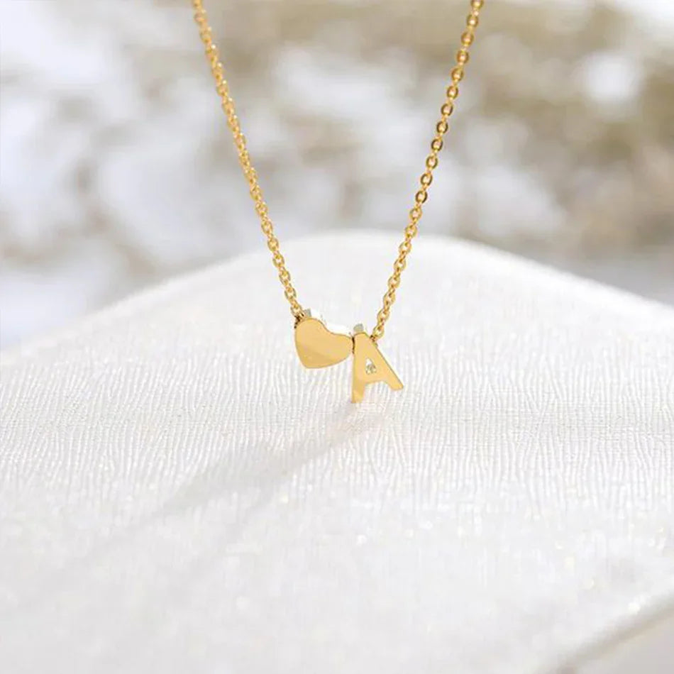 Gold-Plated Initial Heart Pendant Necklace