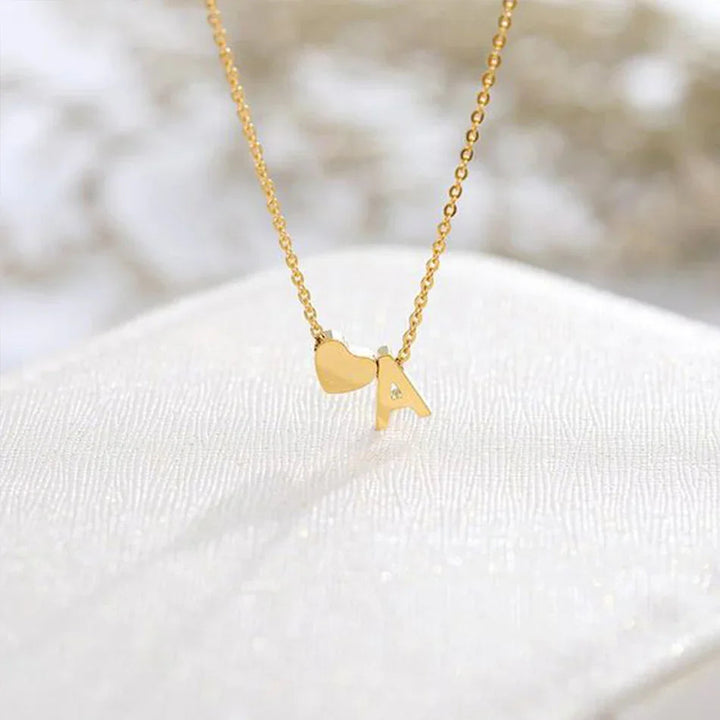 Gold-Plated Initial Heart Pendant Necklace
