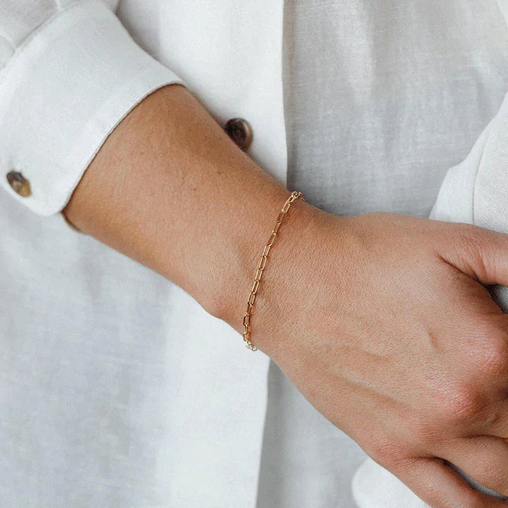 Gold-Plated Paperclip Chain Bracelet for Women
