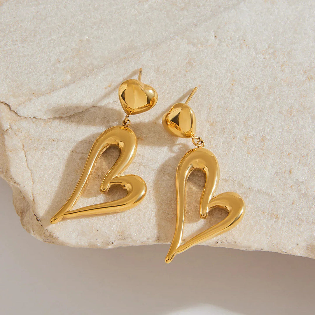 Gold-Plated Heart Drop Earrings for Women